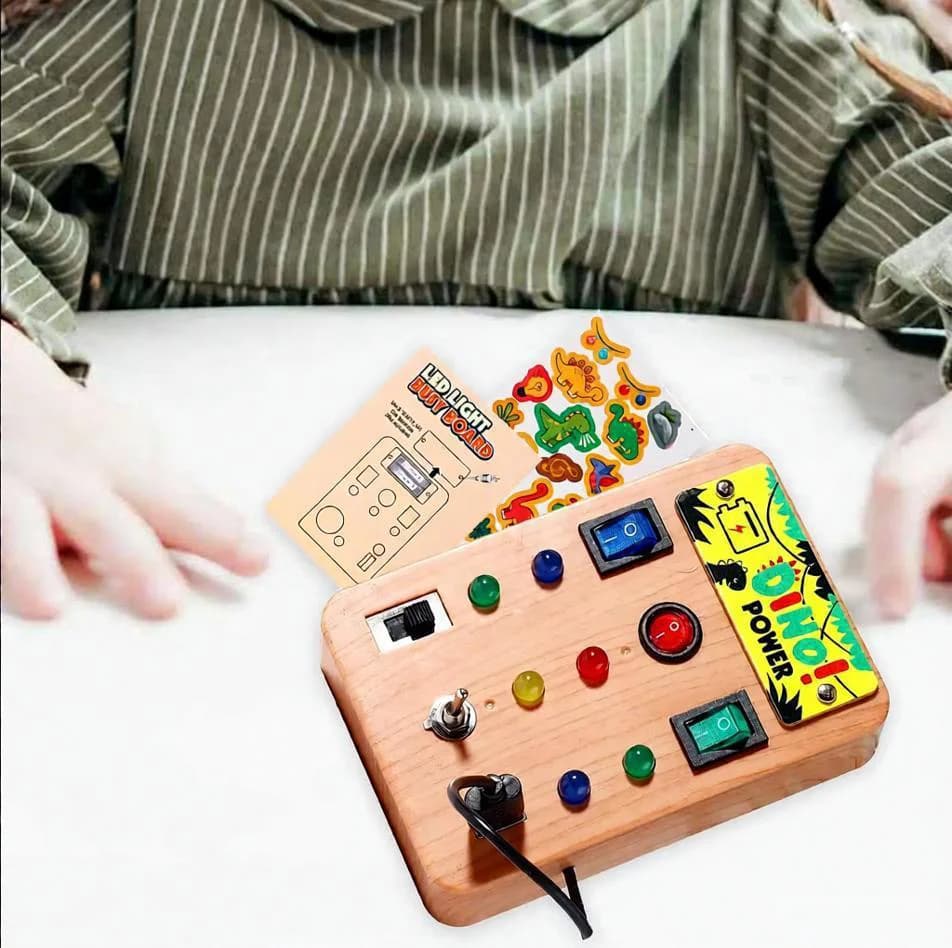 Children's Montessori LED Light Busy Board Simulation Switch Power Board Busy Light Button Puzzle Early Education Learning Toy - 2