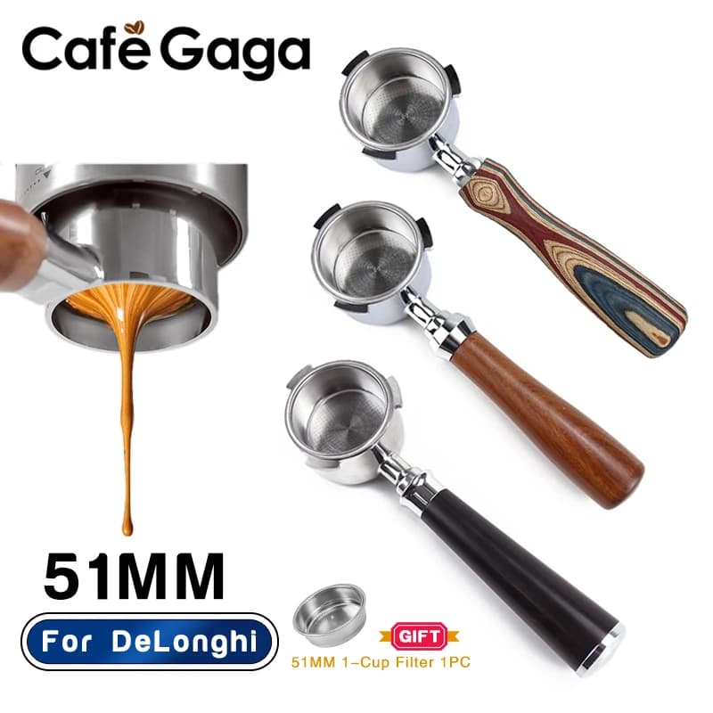 بورتافيلتر بلا قاع للقهوة 51mm عاري ل Delonghi EC680 EC685 EC200 سلة فلتر ملحقات آلة الإسبريسو أدوات الباريستا