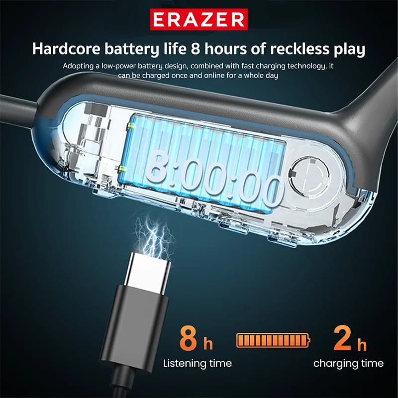 سماعات ERAZER XF22 بلوتوث 5.4 سماعات رياضية لاسلكية سماعات توصيل عظمي مع ميكروفون سماعات رقبة - 3