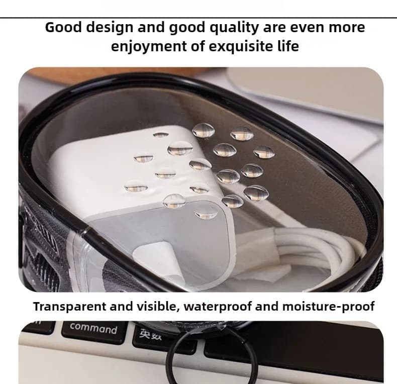 Mini Transparent Storage Bag with Zipper, Travel Data Cable Charger Dustproof Portable Storage Bag,Headphone and Charger Case - 3