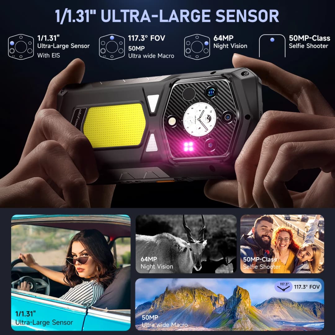 عرض عالمي لهاتف Ulefone Armor 29 Pro للتصوير الحراري 5G AI متين ببطارية 21200 مللي أمبير وشاحن 120 واط وكاميرا رؤية ليلية 64 ميجابكسل وشاشة 6.67 بوصة و120 هرتز وسعة تخزين 512 جيجابايت - 2