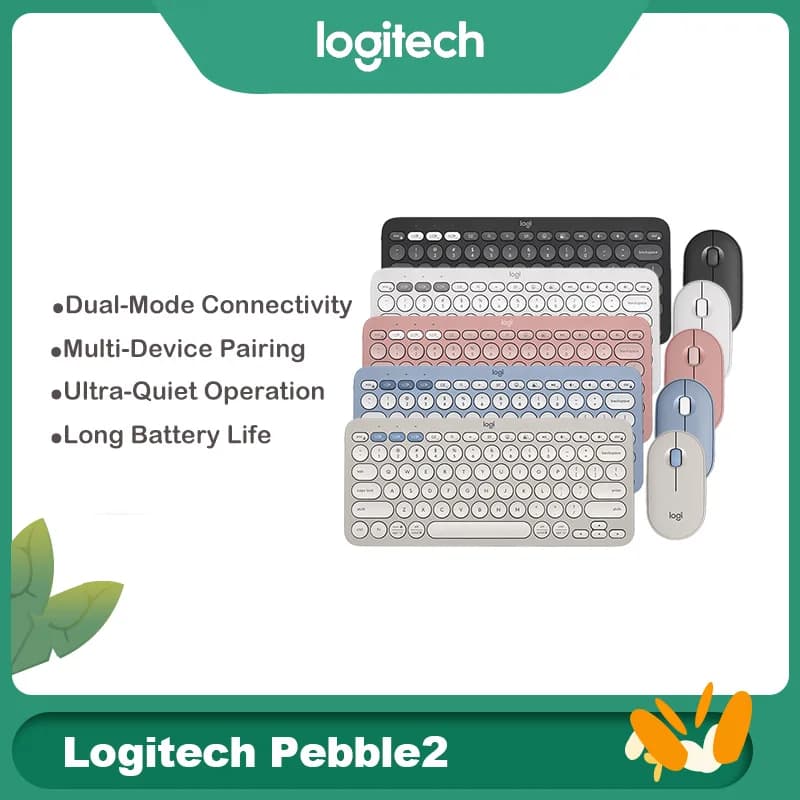 Logitech Original PEBBLE 2 COMBO Wireless Keyboard Mouse Combo K380 Bluetooth Ultra-thin Portable Office Set