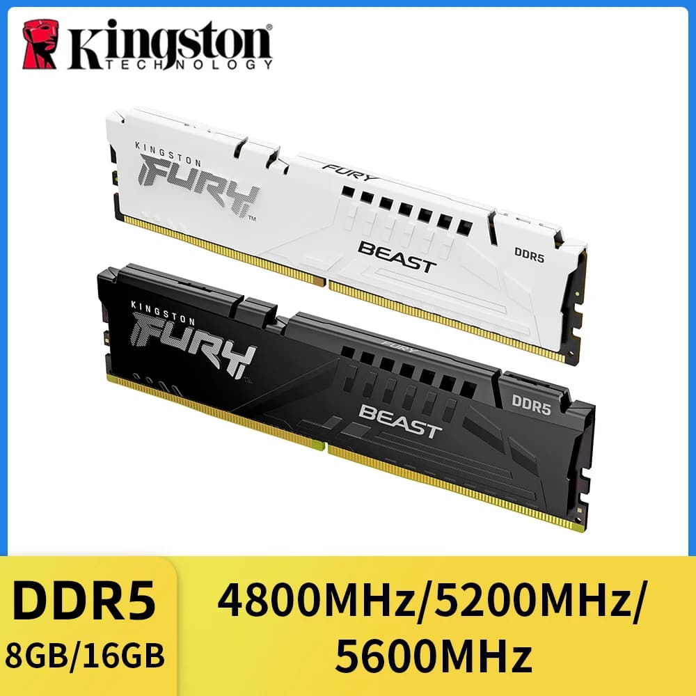 ذاكرة كينجستون FURY Beast DDR5 16 جيجا 8 جيجا 4800 5200 5600 ميجا هرتز كمبيوتر مكتبي لمعالج AMD Intel لوحة أم ذاكرة رام 288 دبوس وحدة ذاكرة