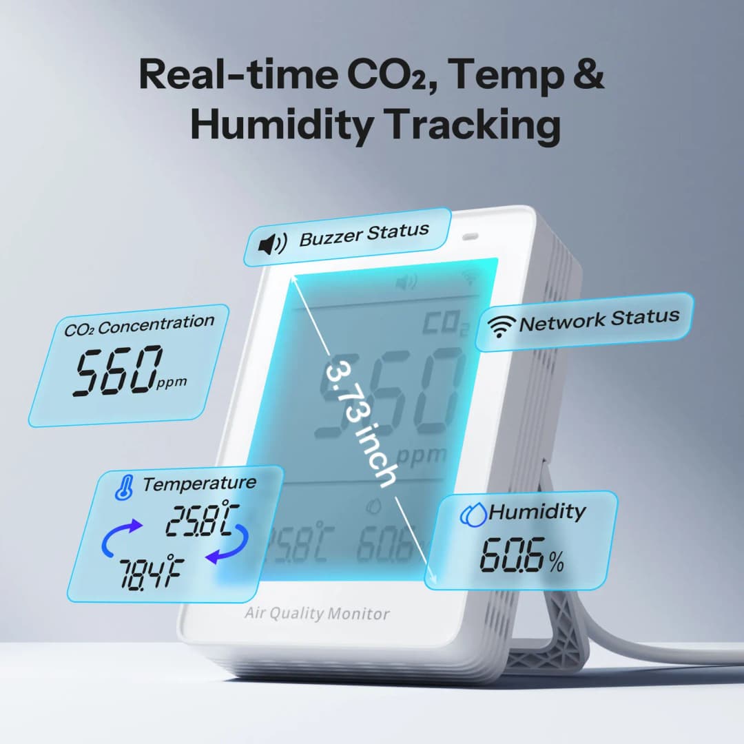 SONOFF AirGuard مراقب جودة الهواء CO2 عبر WiFi SAWF-08P مقياس درجة الحرارة والرطوبة إنذار صوت وضوء بيانات تاريخية - 3