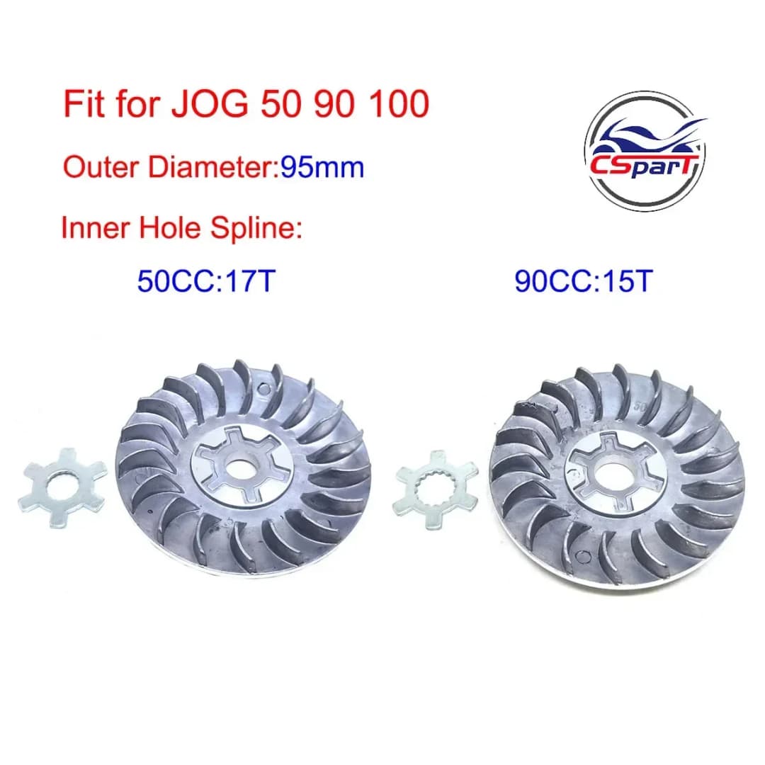 مروحة متغير CVT مقاس 95 مم و15T و17T لدراجات Yamaha JOG 50 و90 و100 و1PE40QMB و4DM وVento وZIP وKeeway وF-act وMatrix وFlash وARNATV وBuggy