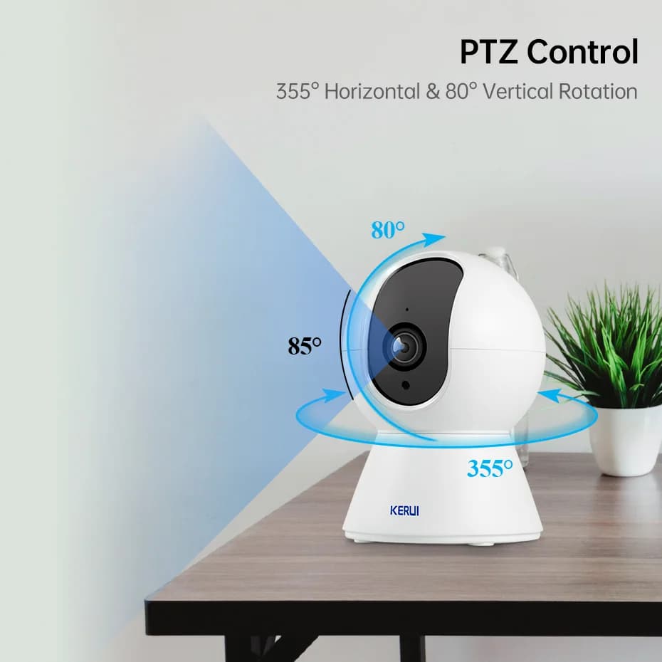 كاميرا KERUI صغيرة الحجم داخلية لاسلكية بدقة 5 ميجابكسل، Tuya الذكية بتقنية WiFi IP، أمان منزلي، مراقبة CCTV مع تتبع تلقائي، متوافقة مع Onvif