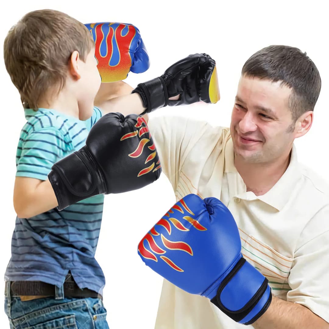 1 Pair Punching Training Workout Fight Exercise Mitts Kids Leather Boxing Gloves Kids Children Train Gym Glove Hand Protector - 3