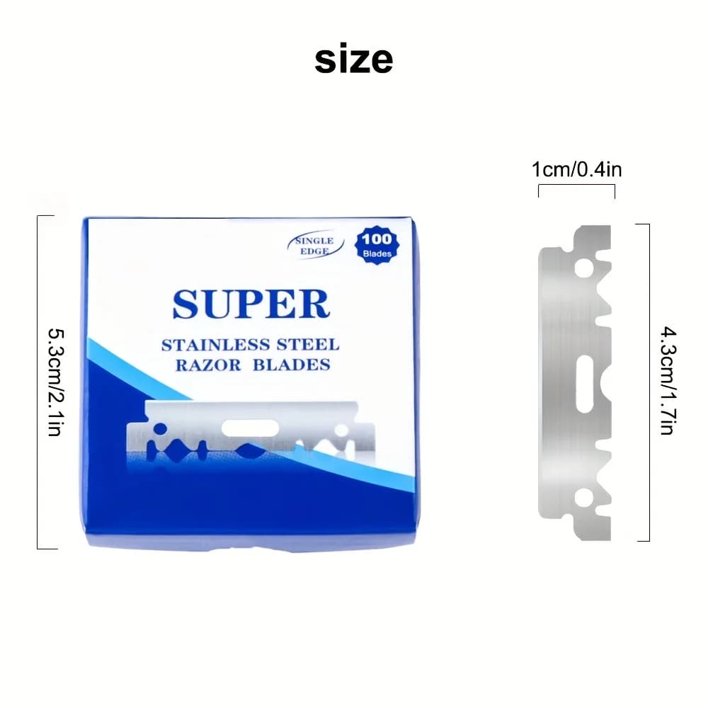 100PCS Single-Sided Razor Blades - Stainless Steel Safety Razors for Men, Barber-Grade Shaving Tools - 6