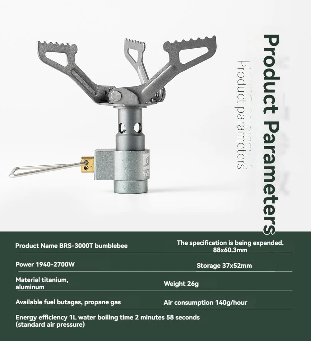 BRS-3000T شعلات غاز تخييم صغيرة من التيتانيوم 25 جرام موقد جيب قطعة واحدة موقد طهي قابل للطي محمول للمشي لمسافات طويلة - 6