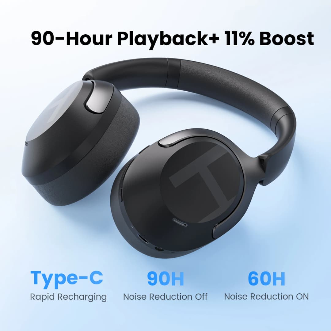 سماعات هالو S40 لاسلكية مع إلغاء الضوضاء 50dB صوت عالي الدقة ثلاثي الأبعاد مع LDAC بلوتوث 6.0 سماعات أذن فوق الأذن - 5