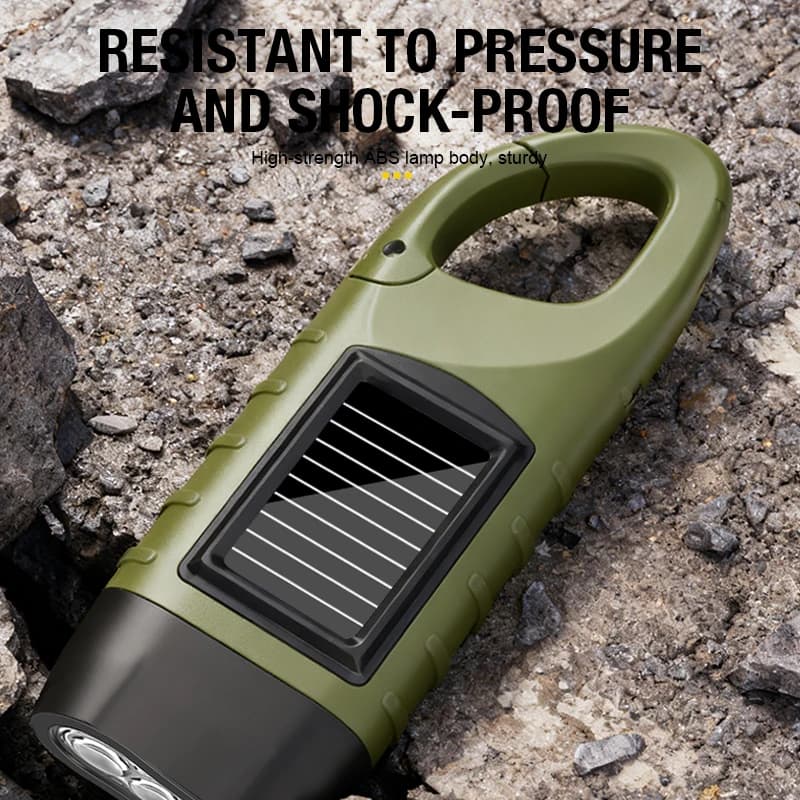 Solar powered hand cranked flashlight multifunctional camping power supply LED emergency light outdoor lighting generator flashl - 3