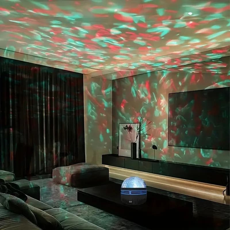 1pc Vibrant Water Ripple LED Projection Light,Remote Control,USB-Powered,RGB Atmosphere Projector for Bedroom,Home Theater Decor - 4