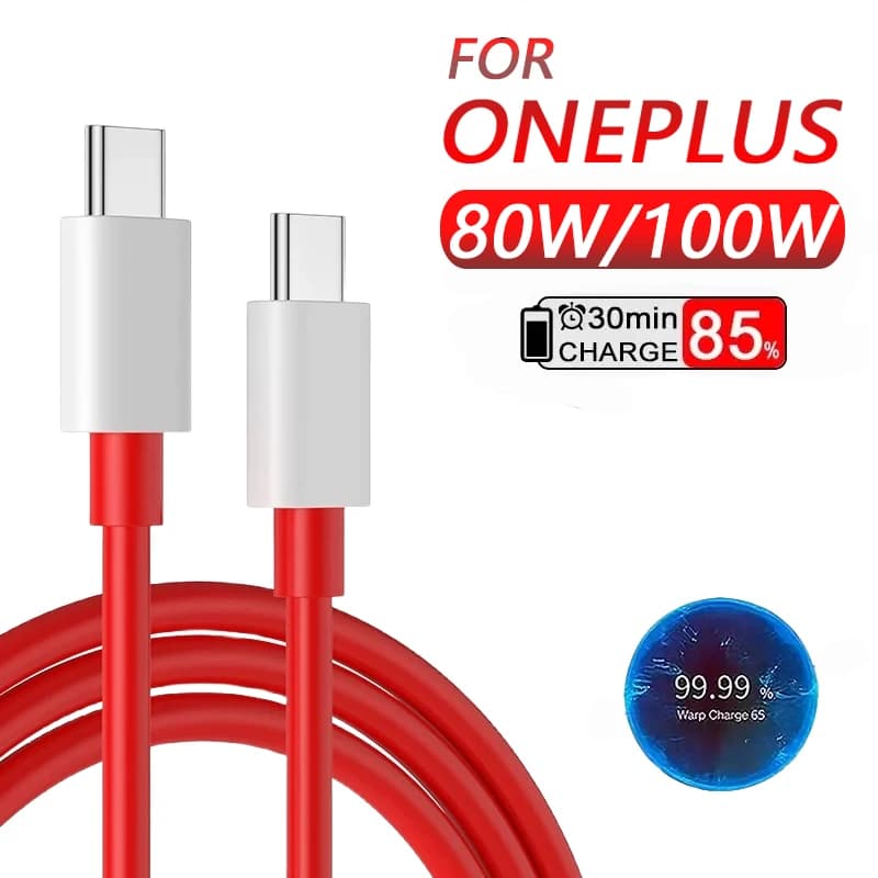 كابل Oneplus 13 12 11 الأصلي 80W شحن سريع SuperVOOC كابل USB Type C 100W شحن سريع لهواتف One Plus 10T Nord CE 4 10 Ace 3 Pro