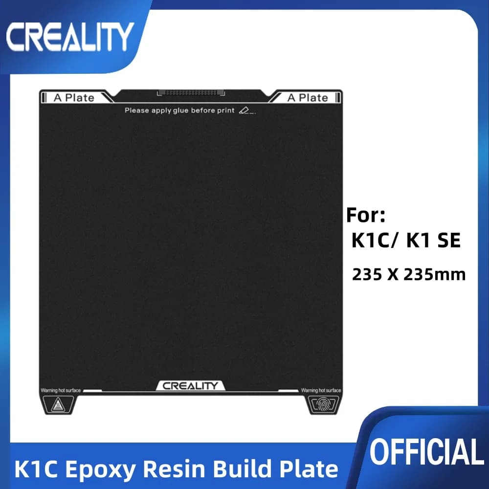 لوحة بناء راتنج إيبوكسي Creality K1C مقاس 235 × 235 مم، عالية القوة ومقاومة للاهتراء، أصلية لطابعة K1C/ K1 SE ثلاثية الأبعاد