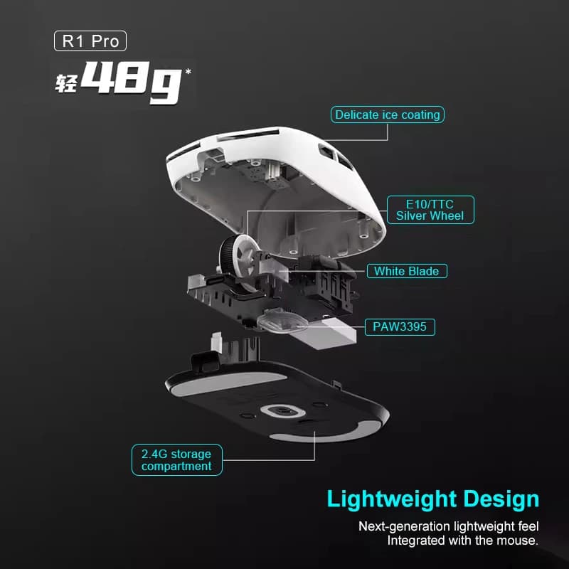 ماوس ألعاب لاسلكي ATK VXE Dragonfly R1 Pro MAX للرياضات الإلكترونية قابل لإعادة الشحن PAW3395 R1 Pro ماوس مخصص خفيف الوزن لـ CSGO - 2