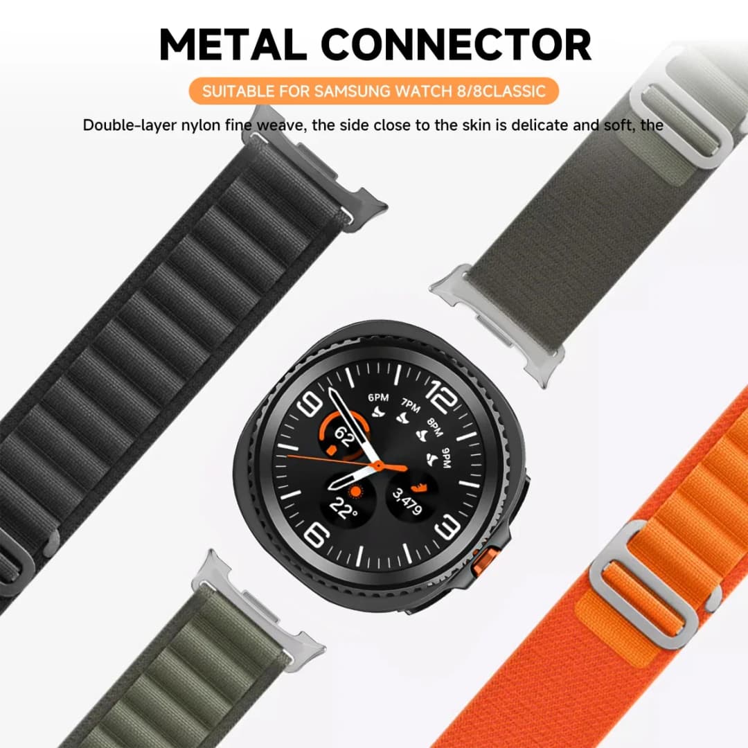 أشرطة نايلون لساعة Samsung Galaxy Watch 8/8 Classic، مقاس 40 مم و44 مم و46 مم، سوار رياضي حلقي لساعة Galaxy Watch 8 - 4