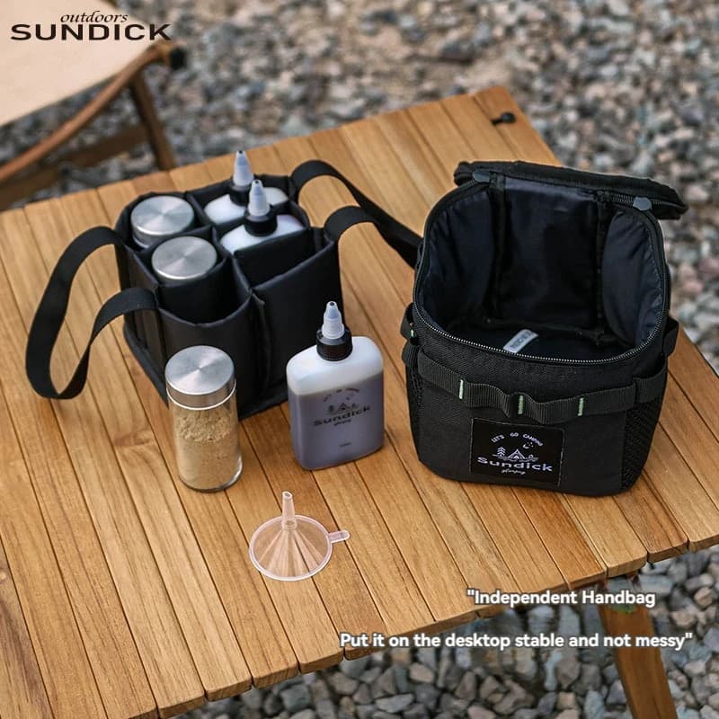 زجاجة توابل خارجية من SUNDICK، صندوق توابل محمول للمطبخ، مجموعة أوعية توابل للشواء السائل والصلب للنزهات، أدوات المائدة