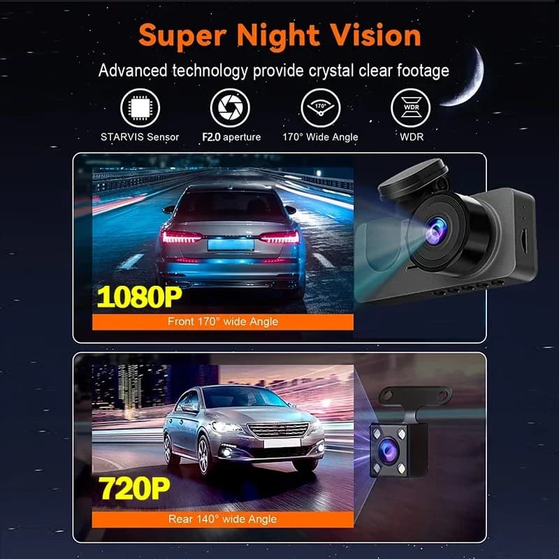 جديد مسجل سيارة DVR 1080P HD واي فاي 2/3 كاميرا داش كام لكاميرا السيارة مسجل فيديو كاميرا رؤية أمامية وخلفية رؤية ليلية إكسسوارات السيارة - 4