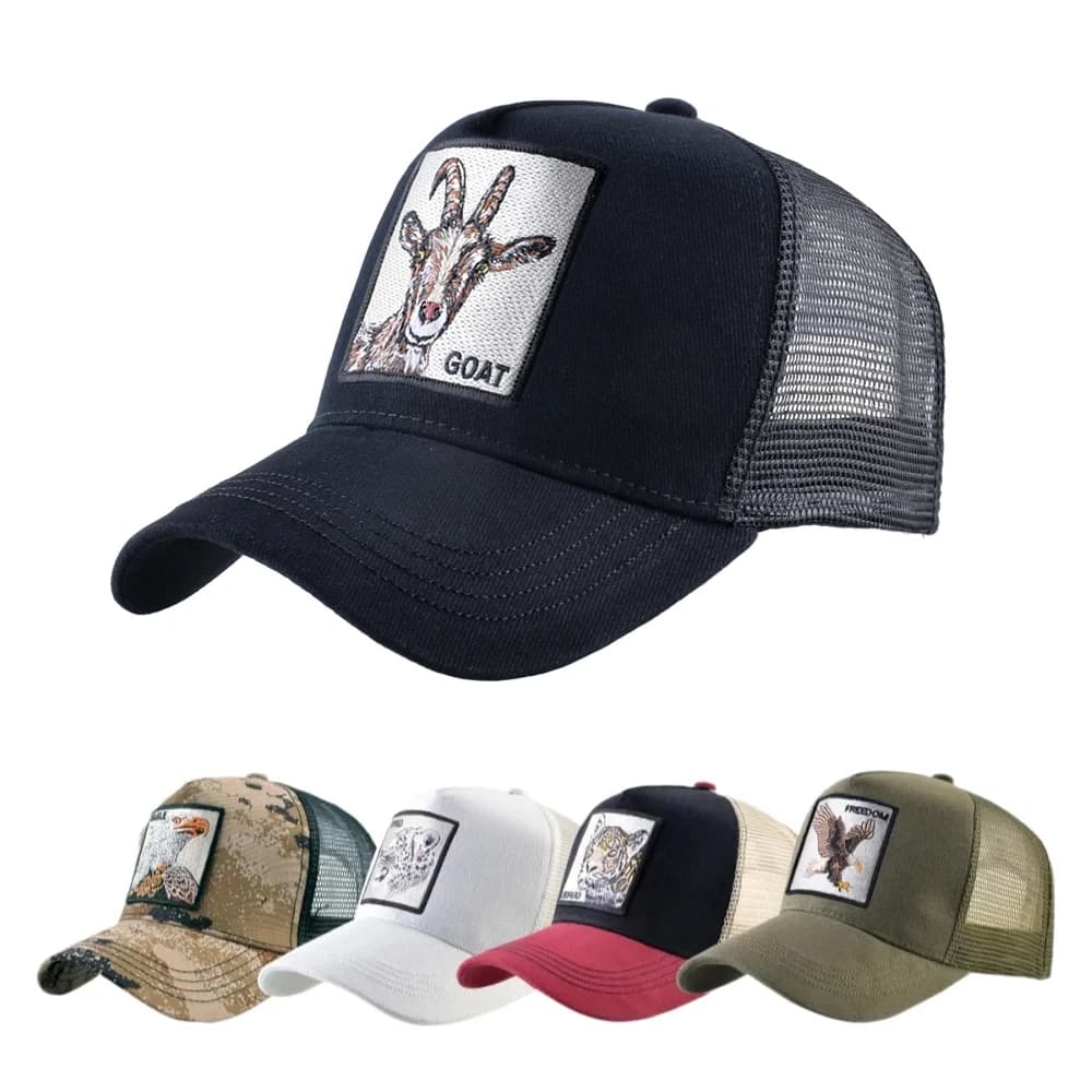 قبعات سائقي الشاحنات الموضة مع التطريز الماعز التصحيح أربعة مواسم قبعة بيسبول Snapback للرجال النساء قبعة بواقٍ للشمس قابل للتعديل