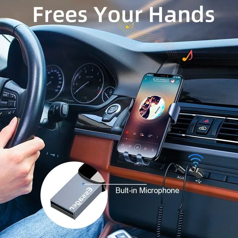 إيسونجير محول بلوتوث USB إلى AUX، جهاز استقبال بلوتوث للسيارة، يدعم المكالمات بدون استخدام اليدين، إرسال BT - 6