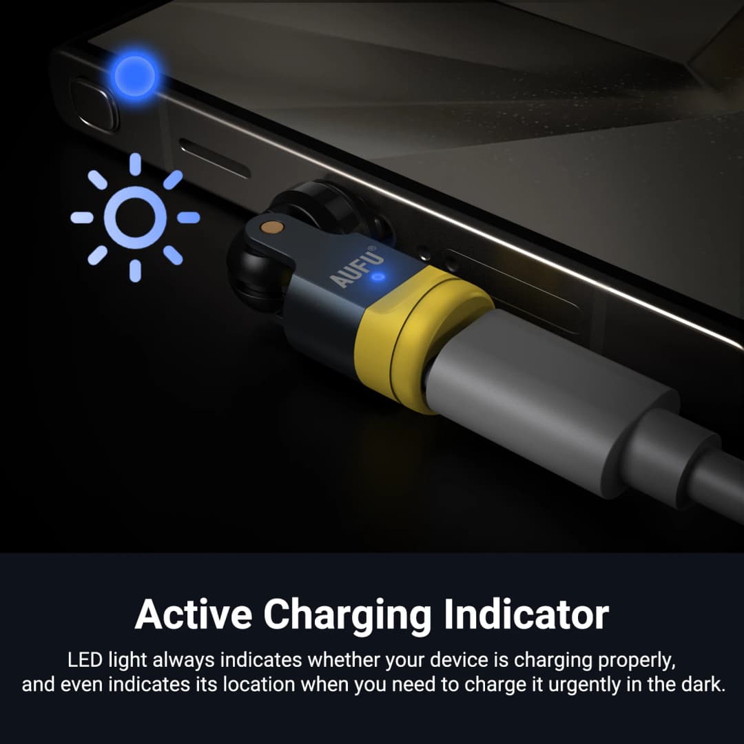 AUFU 540 Degree Rotating Magnetic Adapter USB to Type-C Charging Cable Magnetic USB C Female Converter for iPhone Mobile Phone - 3