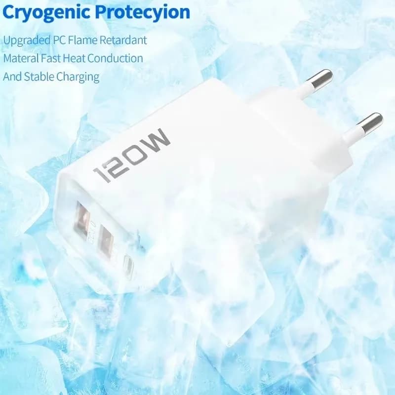 120 واط 4 منافذ USB نوع C شاحن شحن سريع كابل بيانات USB مهايئ شاحن الهاتف لسامسونج آيفون Xiaomi هواوي شاحن الجدار - 6