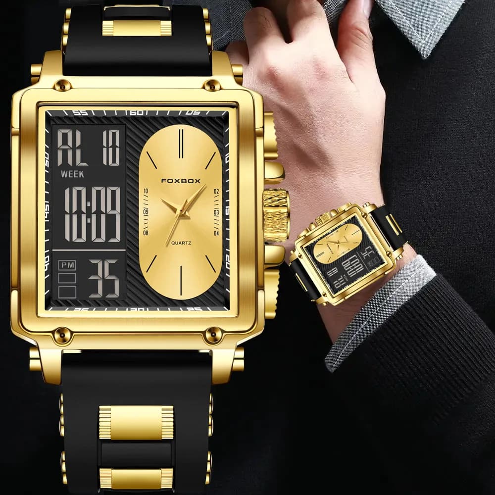 LIGE New Fashion Square Digital Watch Men Casual Sports Waterproof Men's Quartz Wristwatches FOXBOX Top Brand Luxury Chronograph - 6
