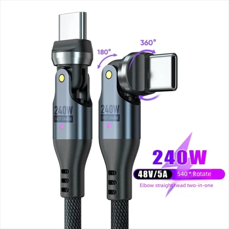 كابل ASUS USB C إلى Type C بقوة 240W لـ iPhone 16 و15 Pro Max شحن فائق السرعة PD3.1 5A سلك بيانات لـ Macbook وiPad والكمبيوتر المحمول USBC - 2