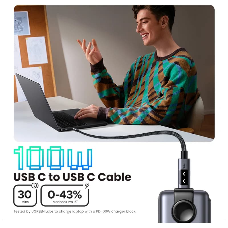 UGREEN UNO PD100W Fast Charge USB C Cable for iPhone 17 16 15 Type C to Type C Data Cord for Samsung Xiaomi MacBook Charge Cable - 2