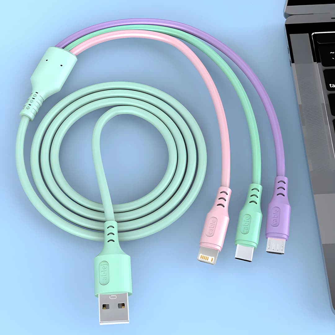 كابل شحن سريع 3 في 1 لهاتف iPhone15 14 13 12 11 X Pro Max Micro USB Type-C شاحن الهاتف كابل بيانات USBC
