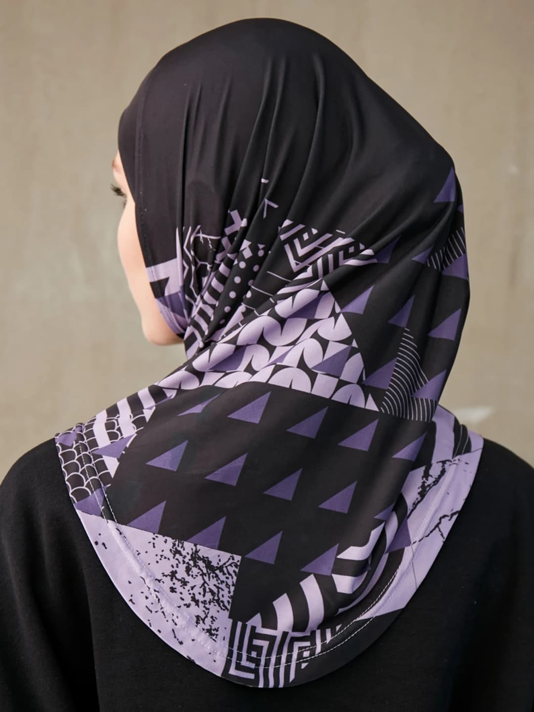 حجاب داخلي إسلامي جيد التهوية للنساء ، عمامة إسلامية ، طباعة هندسية ، غلاف رأس بنمط ، عقال فوري للسيدات ، حجاب داخلي - 5