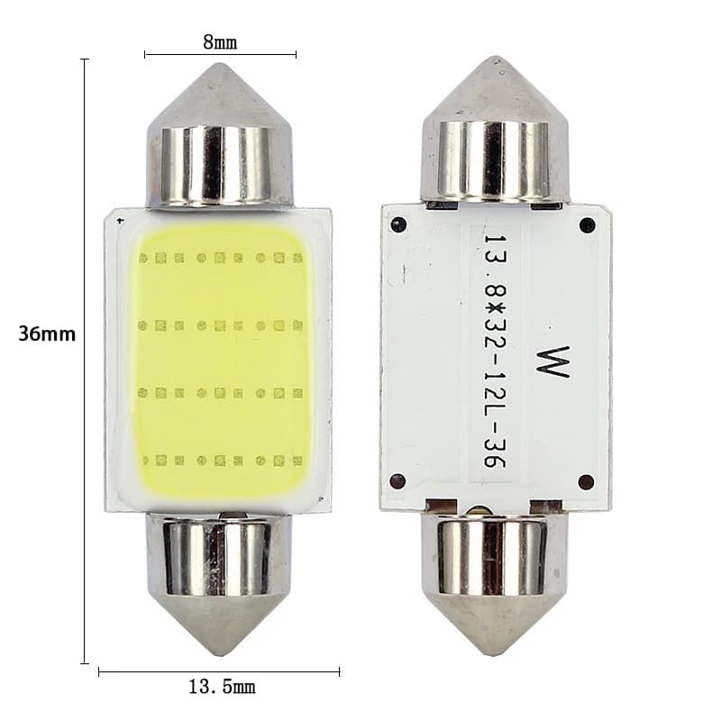 1x مصابيح LED COB C10W C5W بأحجام 31mm و36mm و39mm و41/42mm، 12V، بيضاء للسيارات، إضاءة لوحة الترخيص والداخلية والقراءة 6500K، 12SMD - 3