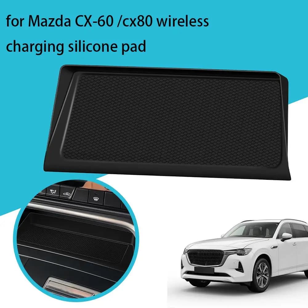 التحكم المركزي حماية سيليكون حصيرة شحن لاسلكي الهاتف المضادة للانزلاق وسادة لمازدا CX-60 CX60 CX-80 CX80 ديكور داخلي - 3