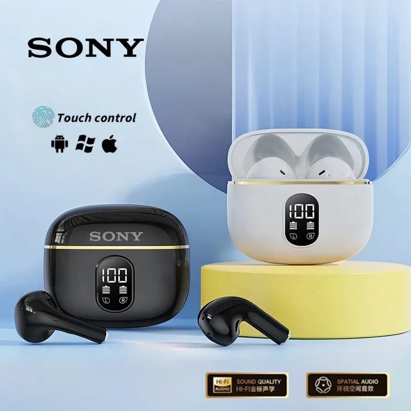 سوني X87 TWS سماعات بلوتوث لاسلكية أصلية صوت ستيريو شاشة عرض LED سماعات أذن موسيقية تقليل الضوضاء سماعات رياضية
