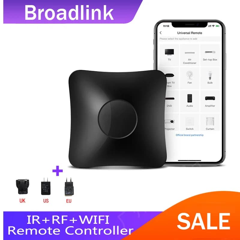 Broadlink RM4 PRO مع قابس EU/UK/US تحكم عن بعد عالمي بالأشعة تحت الحمراء RF WiFi مركز أتمتة منزلية ذكية متوافق مع TV وAC ومروحة - 3