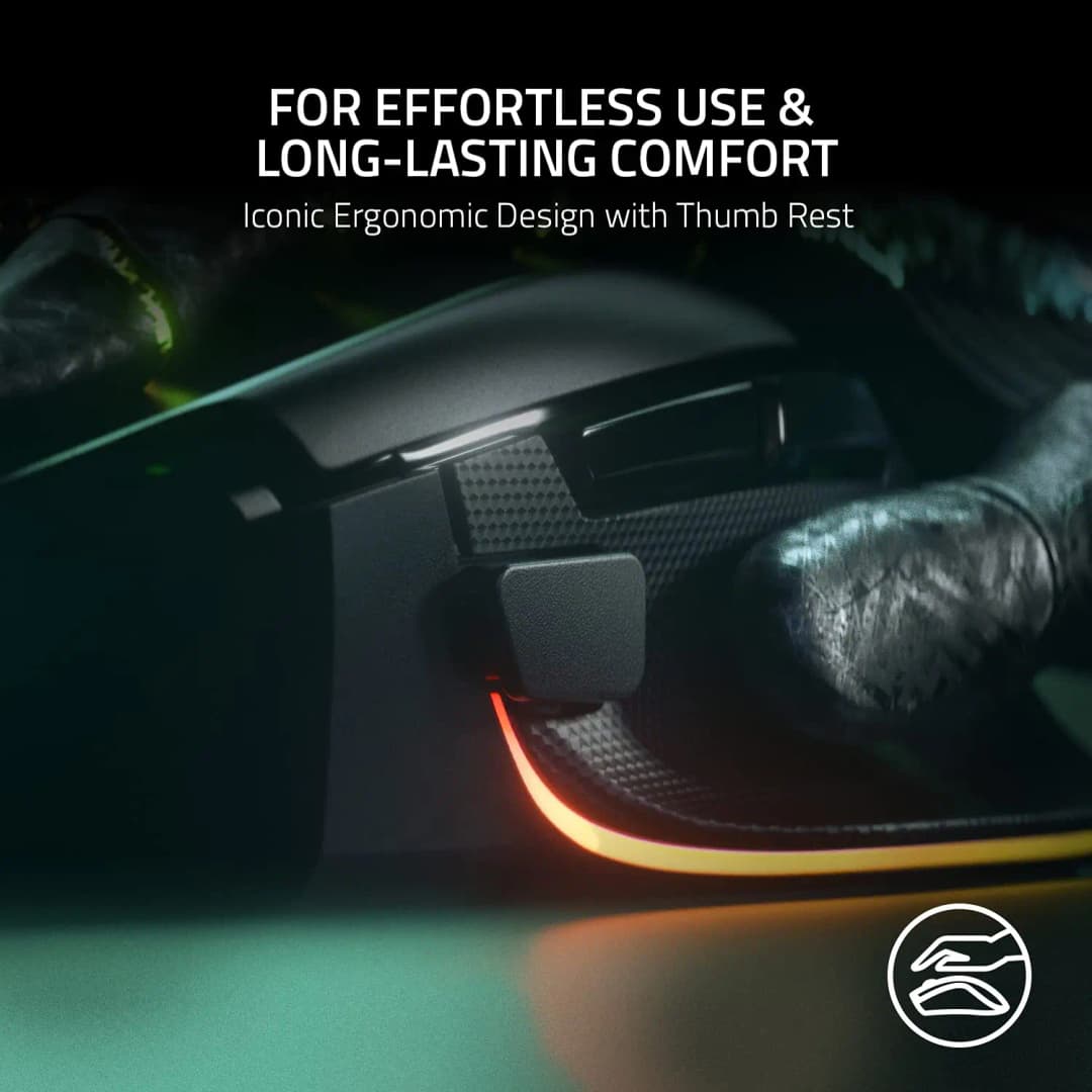 Razer Basilisk V3 Customizable Ergonomic Gaming Mous Chroma RGB Lighting - 26K DPI Optical Sensor - 11 Programmable Buttons - 5