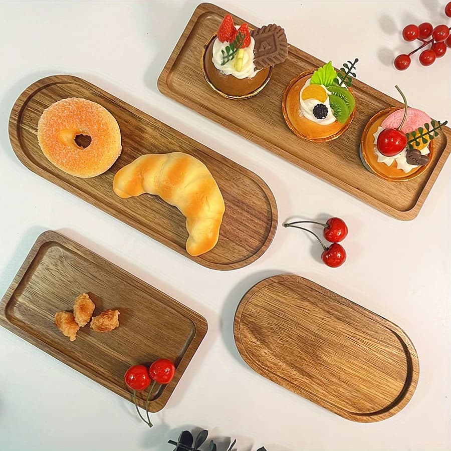 Modern minimalist wooden tray for dessert sushi drink kitchen restaurant coffee dessert shop serving tray jewelry storage plate - 2