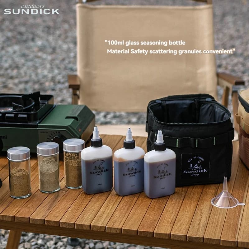 SUNDICK Outdoor Seasoning Bottle, Portable Kitchen Seasoning Box, Picnic Solid Liquid Barbecue Seasoning Jar Set, Utensils - 2