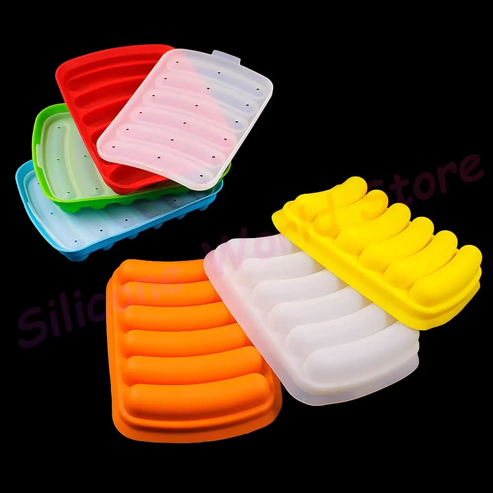 Silicone World DIY Silicone Sausage Molds With Lid Baby Complementary Food Baked and Steamed Ham Hot Dog Making Mold Baking Tool - 3