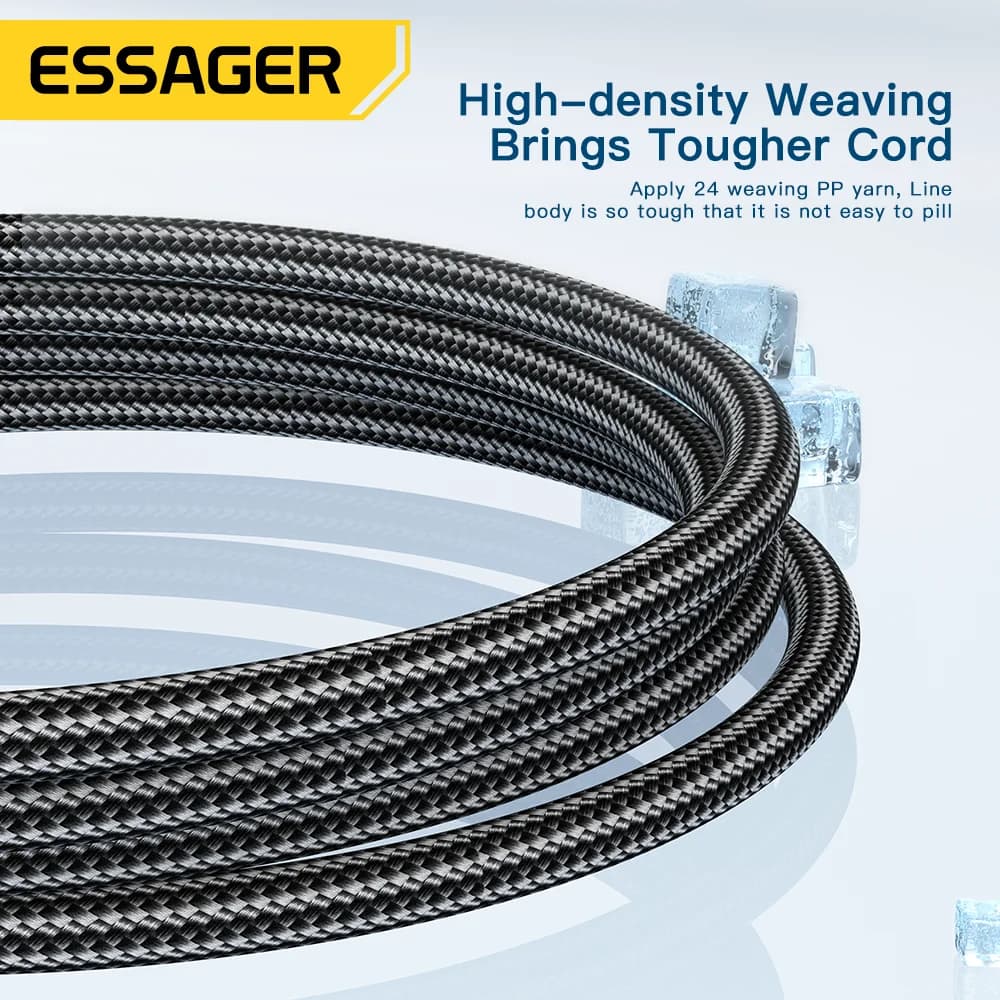 كابل إيساجر بطول 2 متر بقوة 120 واط من نوع USB A إلى Type C للشحن السريع 6A لهواتف شاومي 12 برو ريدمي K50 نوت 11 برو ولهاتف آيفون 16 برو ماكس 15 - 5