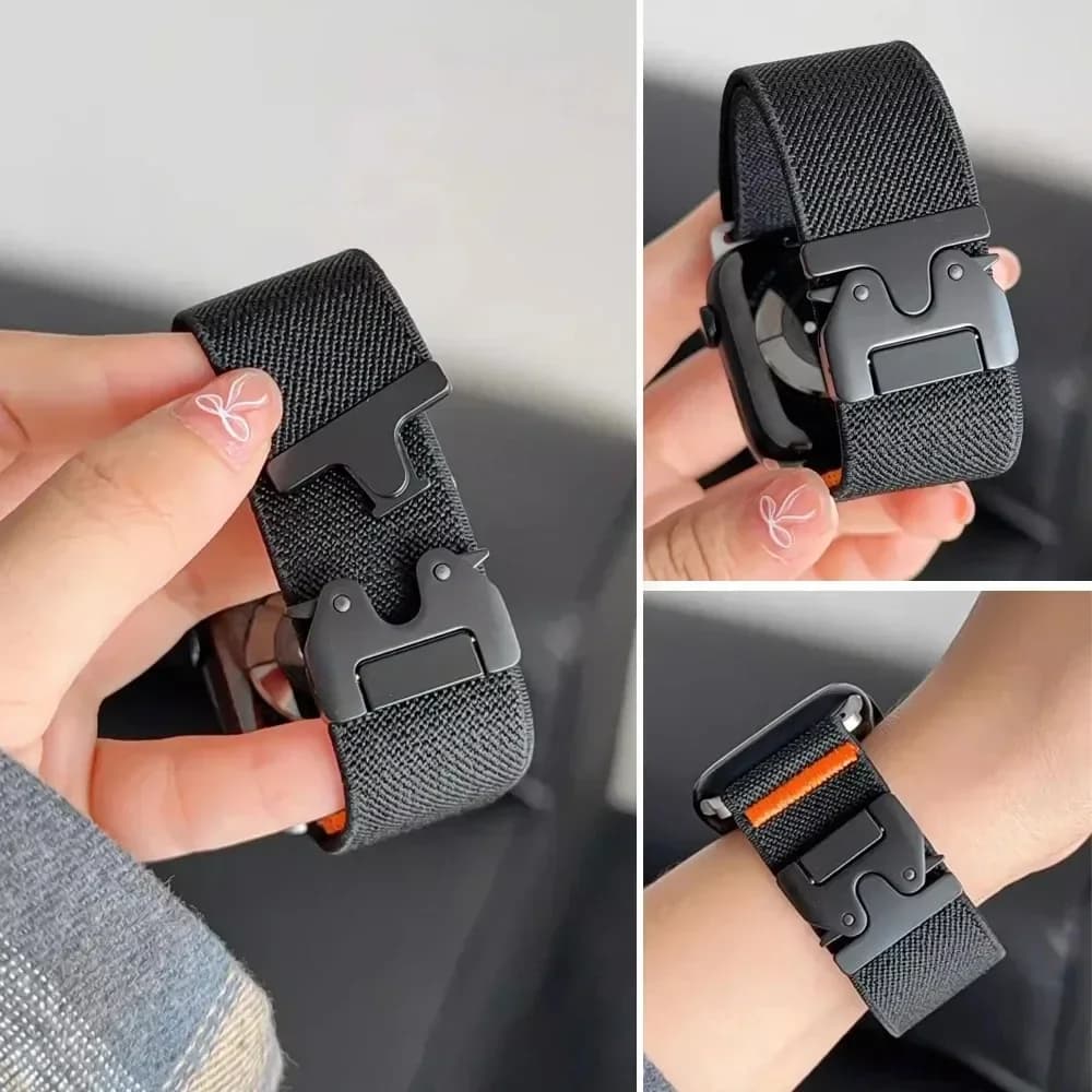 parachute buckle Nylon Strap for Apple Watch band Ultra 2 49mm 46-42-45mm 41-44mm Elastic Bracelet IWatch Series 10 9 8 7 6 SE - 4