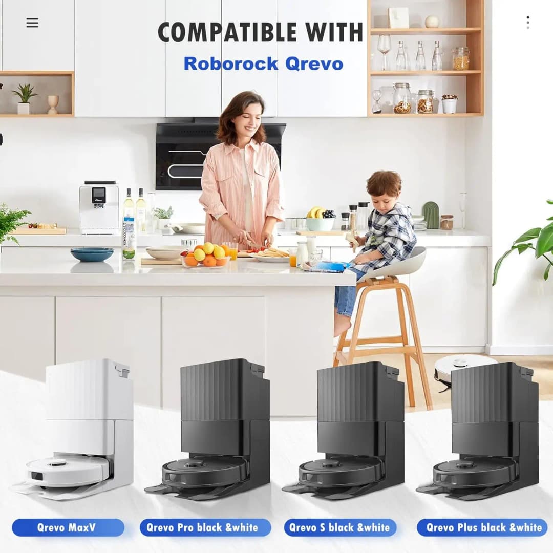 ملحقات مكنسة روبوروك Q Revo MaxV/Q Revo S/Q Revo Pro، كيس غبار، فرشاة جانبية رئيسية، فلتر Hepa، مناديل تنظيف، قطع غيار - 2