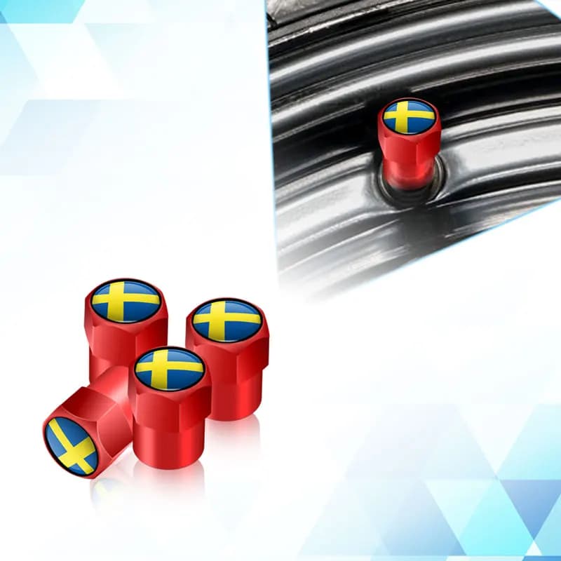 Moose Test/Swedish Flag Logo Car Valve Caps Wheel Tires Air Tyre Stem Protective Cover For Volvo V40 V60 XC40 XC60 XC90 C30 4Pcs - 3