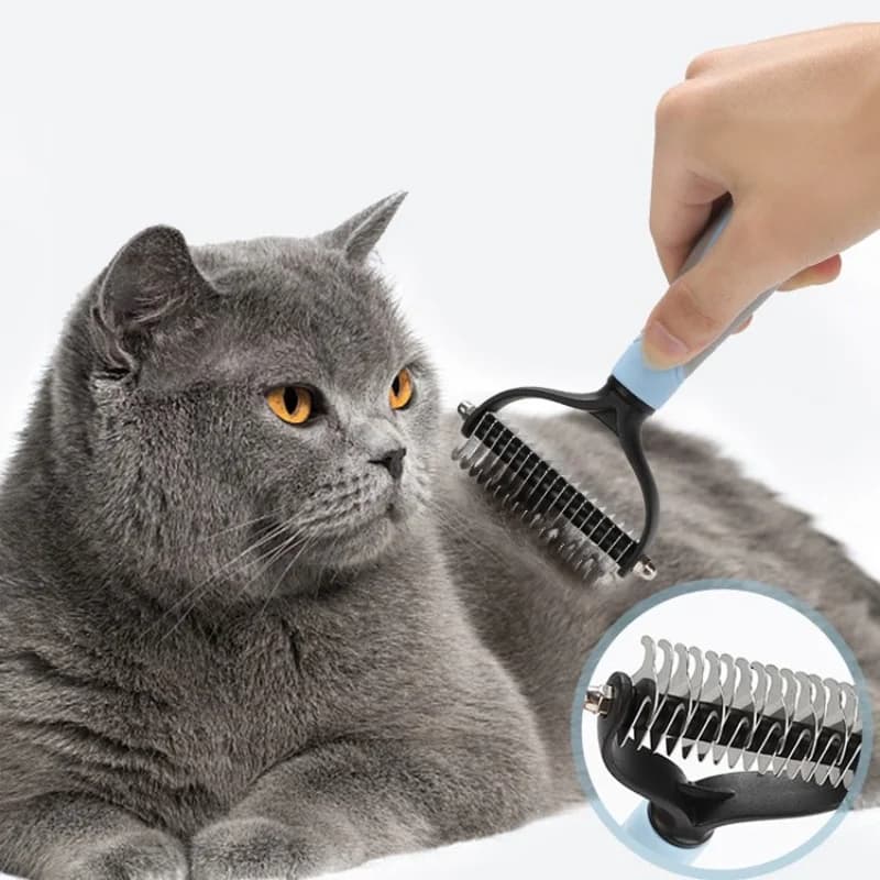 Stainless Steel Double-Sided Pet Grooming Brush - Hair Removal Comb Tangle-Removing Dog & Cat Hair Brush Essential Cat Grooming - 4
