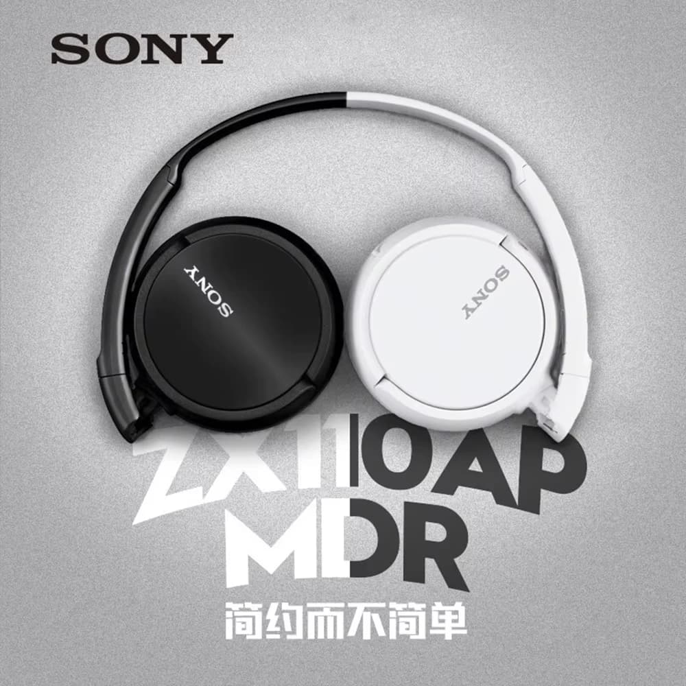سماعات رأس سوني MDR-ZX110AP الأصلية، سلكية، صوت ستيريو، مقبس 3.5 ملم، قابلة للطي، مع ميكروفون مدمج - 2