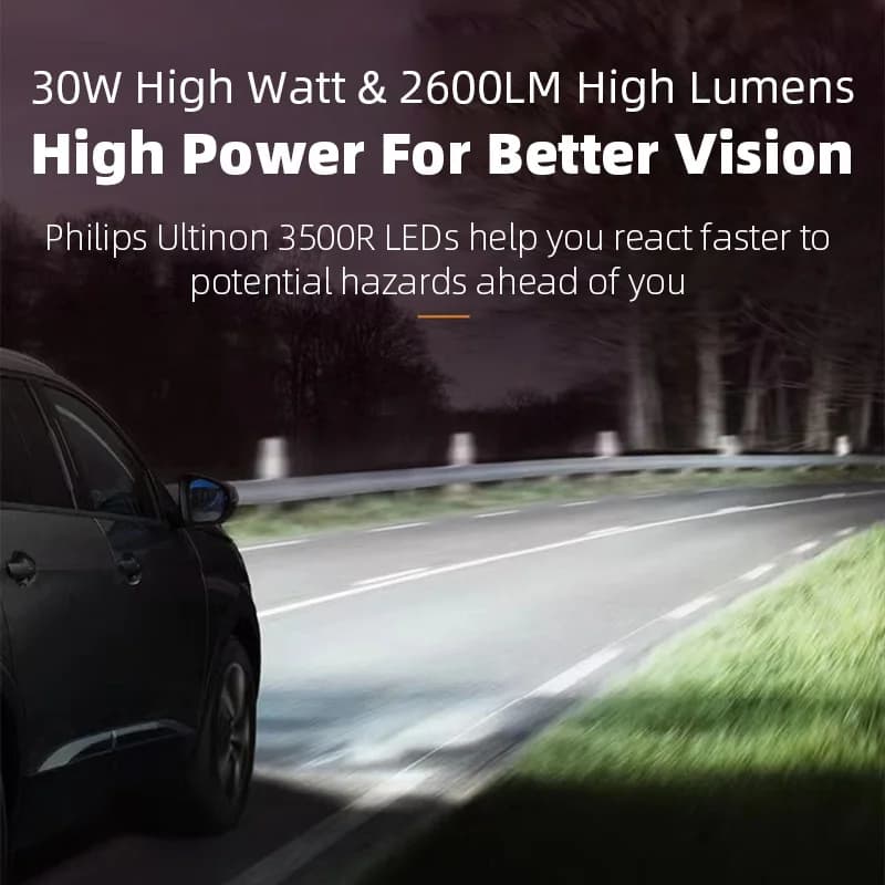 مصابيح أمامية للسيارات Philips LED H4 9003 Ultinon 3500R طاقة عالية 30 واط 2500 لومن لون أبيض 6500K مصابيح LED عالية اللومن P43t LUM11342U3500X2 - 5