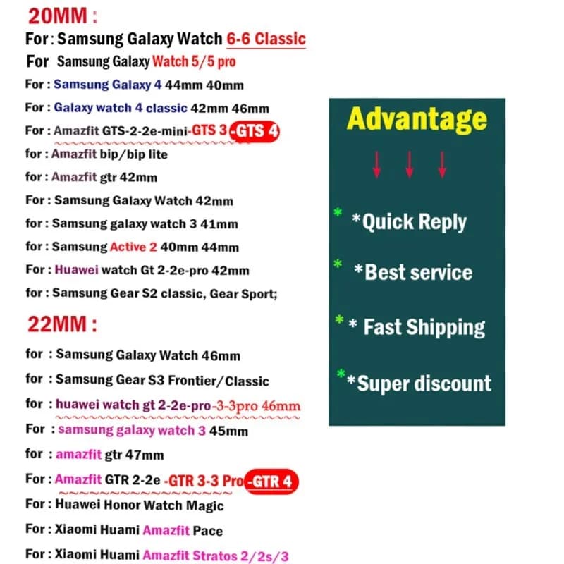 20mm 22mm Silicone strap For Samsung Galaxy watch 6 5 5 pro 4 Classic Active 2 Gear S3 sport bracelet Huawei GT 2/e/3/4 pro band - 5