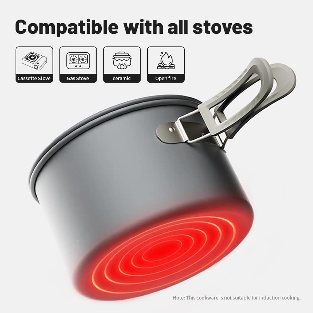 Naturehike Camping Cookware Kit Outdoor Frying Pan Portable Kettle Foldable Picnic Tableware Kitchen Utensils Cooking Utensils - 3