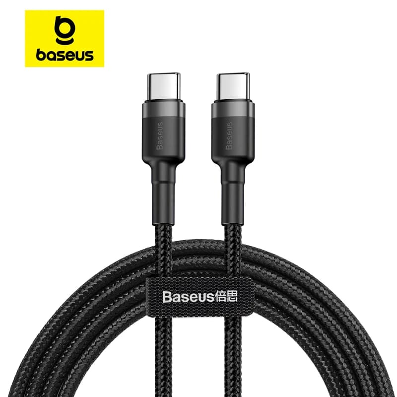 كابل من Baseus بقوة 100 واط من USB C إلى USB Type C لهاتف آيفون 15 بلس وPro Max، كابل شحن سريع من USB-C إلى Type-c لجهاز ماك بوك برو