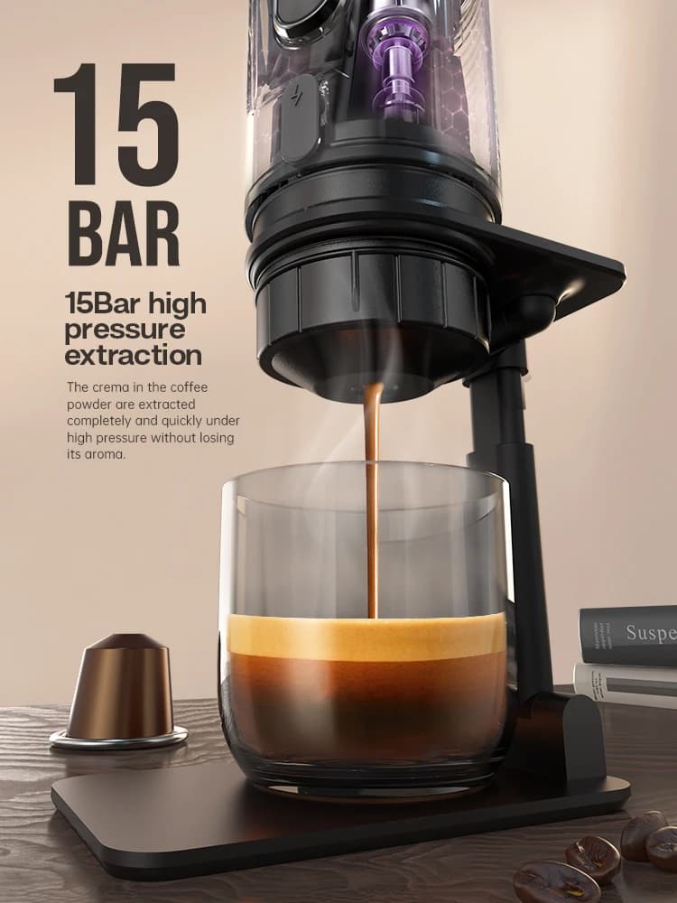 HiBREW Portable Coffee Machine for Car & Home,DC12V  Expresso Coffee Maker Fit Nexpresso Dolce  Pod Capsule  Coffee Powder H4A - 4
